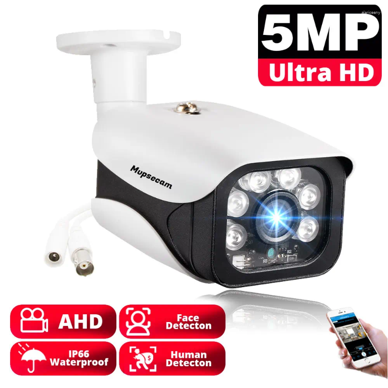 Caméra de Surveillance extérieure AHD 5MP, étanche, LED IR, Vision nocturne, détection humaine, sécurité des balles, pour système DVR CCTV