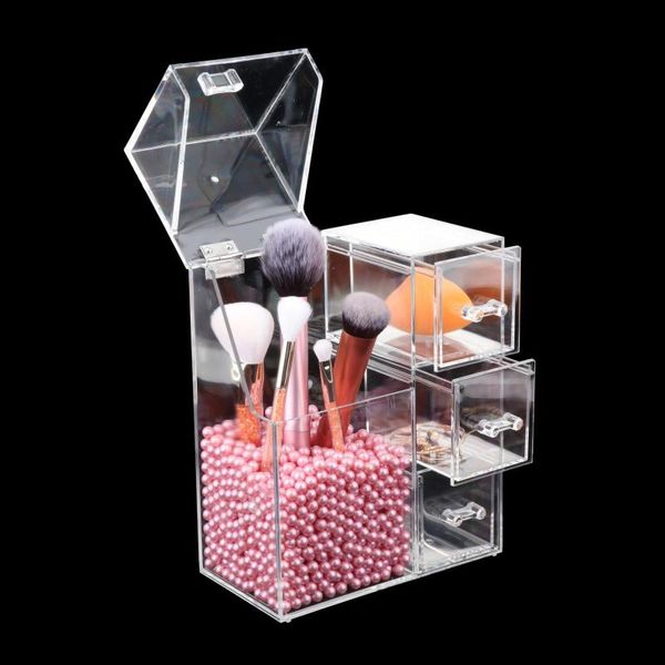 Soporte acrílico impermeable para brochas de maquillaje, estuche de almacenamiento para brochas cosméticas, lápiz labial, contenedor de bolsas