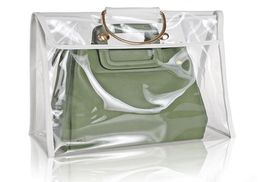 Sac à main de gelée de sac à poussière de stockage en plastique Transparent de PVC imperméable et anti-poussière avec poignée porte-crochet de garde-robe organisateur de sac à main245384958