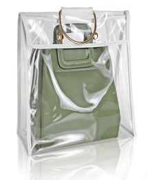Sac à main de gelée de sac à poussière de stockage en plastique Transparent de PVC imperméable et anti-poussière avec poignée porte-crochet de garde-robe organisateur de sac à main245253711