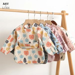 Bavoirs imperméables pour bébés, manches longues, tissu d'alimentation pour garçons et filles, vêtements de travail, tabliers pour nourrissons, tissu pour rot avec poche, articles pour bébés 240319