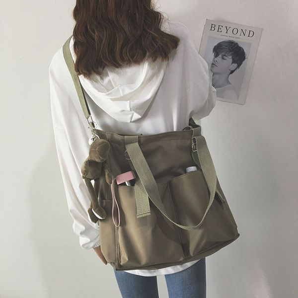 Sac étanche grande capacité sac en toile femme messager coréen étudiant Harajuku japonais une épaule grand sac fourre-tout