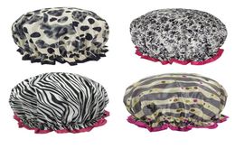 Capes de douche de bain imperméables Fashion Modèle Peva Double couche douces douches Hair Protect Shampooing Fumeproof Hat Reusable4205980