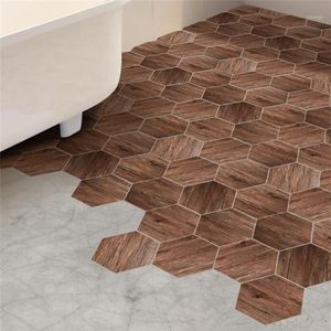 Autocollants de sol de salle de bains imperméables, bâton de pelage, carreaux de sol auto-adhésifs, décor de cuisine et de salon, décalcomanies hexagonales antidérapantes 1235f