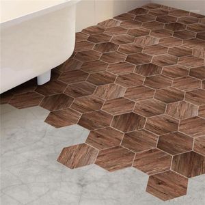 Autocollants de sol de salle de bains imperméables, bâton de pelage, carreaux de sol auto-adhésifs, décor de cuisine et de salon, décalcomanies hexagonales antidérapantes 1296H