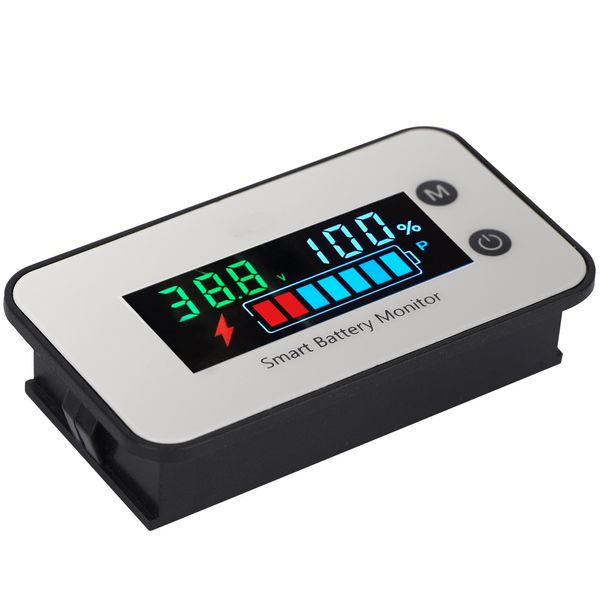 Moniteur de batterie étanche 7-100V, Testeur de tension de capacité de batterie numérique Testeur pour pourcentage de capacité avec Buzze