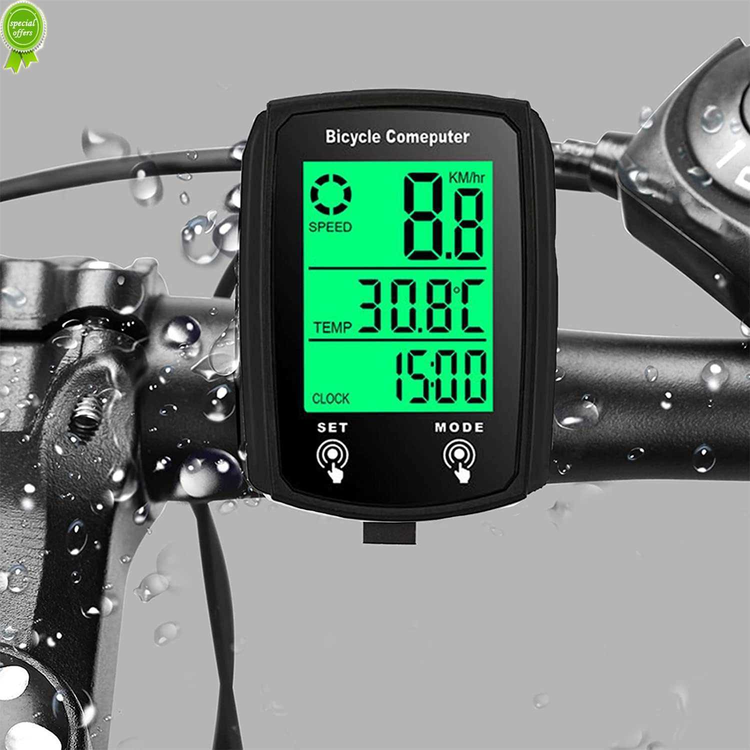 Ordenador para bicicleta a prueba de agua, velocímetro con cable, odómetro, pantalla LCD con retroiluminación, ordenador para bicicleta