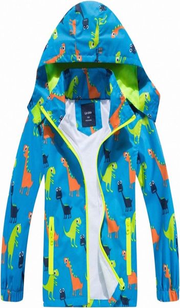 Chaqueta impermeable para lluvia para niños, sudaderas con capucha ligeras con cremallera para niños, abrigo de dinosaurios, prendas de vestir exteriores v3gV8723067