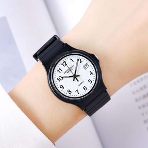 Reloj negro pequeño informal para hombre y mujer de marca resistente al agua, reloj con calendario creativo moderno y minimalista de Qiao Mei
