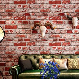 Waterdichte bakstenen stenen woonkamer slaapkamer muur decor 3d reliëf PVC wasbaar behang