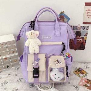 Waterdichte Snoep Kleuren Rugzakken Dames Fancy High School Bags Preppy Purple Rugzak voor Tiener Meisje Leuke Reizen Rugzak 202211