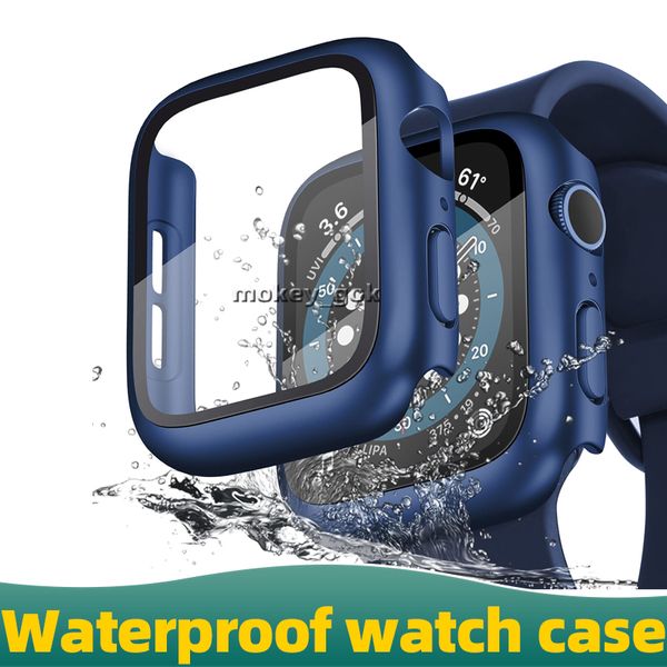 boîtier étanche smart i watch protection en plastique noir couvre série 6 5 44mm écran verre personnalisé 40mm 41mm 45mm 42mm pour apple watch case