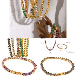Tennis CZ imperméable Zirconia 14k Jaullower Choker Collier Bracelet Bling Jewelry pour femmes fête