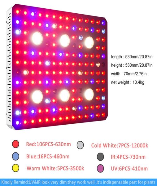 Conception étanche 3000w Corey COB spectre complet double puce source de lumière UV IR lampe de croissance des plantes serre intérieure pour pla9294252 médicinal