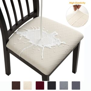 Housse de chaise de salle à manger imperméable, Jacquard extensible, lavable, housse de coussin de siège, housse de protection amovible pour cuisine el 240313