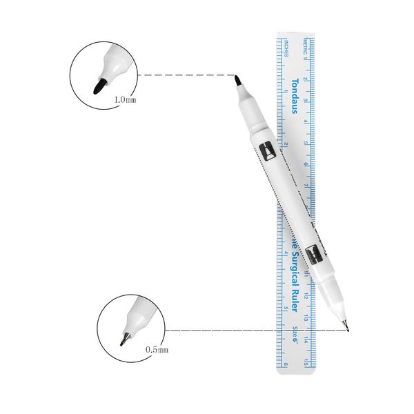 Stylo marqueur de peau de sourcil chirurgical à double pointe étanche marqueur de peau de tatouage stylo de marquage de positionnement cosmétique chirurgical stérile