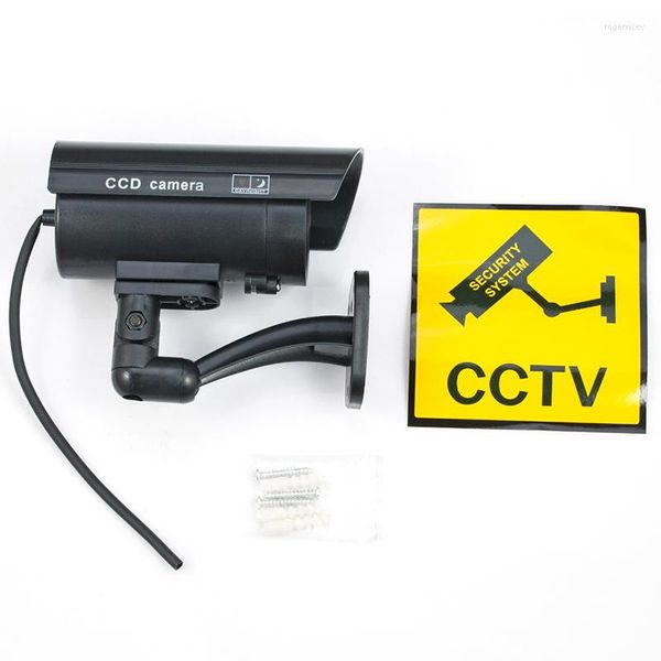 Caméra de vidéosurveillance factice étanche avec lumière LED clignotante pour une fausse sécurité d'apparence réaliste en extérieur ou en intérieur