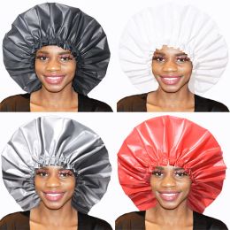 Waterproof Extra Large Shower Cap Reusable Adjustable Bath Hair Caps for Women Men Thick Long Hair Braids Dreadlocks