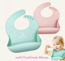 Bib de silicone de qualité alimentaire étanche FDA approuve facilement les essuie-linge propres confortables pour bébé doux, gardez les taches sur l'ensemble de 2 couleurs9062811