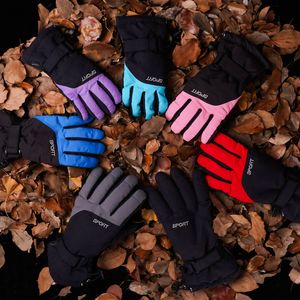 Gants imperméables gants d'hiver chauds unisexe gants de veste imperméables intégrés gants d'extérieur d'hiver gants à cinq doigts