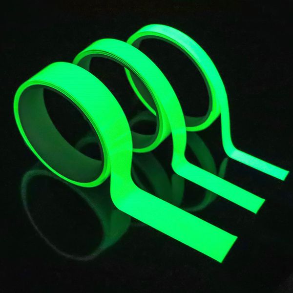 Impermeable brillo en la oscuridad cinta adhesiva cinta advertencia suministros de la etapa pegatina decorativa de pared luz verde