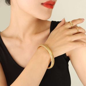 Bracelets de bijoux en acier inoxydable étanchées en or étanche bracelets élastiques larges et étroits pour femmes hommes