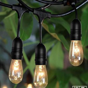 Guirlande lumineuse étanche et résistante de 15M, ampoule E27 d'extérieur, feston connectable pour fête, jardin, noël, vacances, café2328