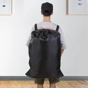 Mochila pesada impermeable mochila negra de una talla de poliéster lavandería para acampar viajes de ropa grande almacenamiento de ropa 240423