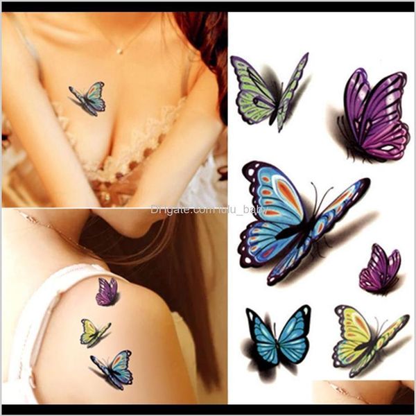 Impermeable Henna Tatoo Selfie Fake Body Sticker Mariposa colorida 3D Stickers Art Flash Ctyfp Tattoos Q5K12274u