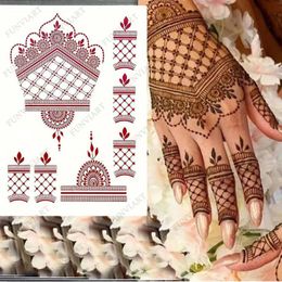 Waterdichte Henna Tattoo Bruine Henna Stickers voor Hand Fake Tattoo voor Vrouwen Body Art Tijdelijke Hena Ontwerp Mehndi Stickers 240309