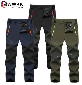 Waterdichte wandelbroeken mannen Softshell Viskamping Klim Ski Tactical Broken Zomer Winter Ademende buiten Pant6340347