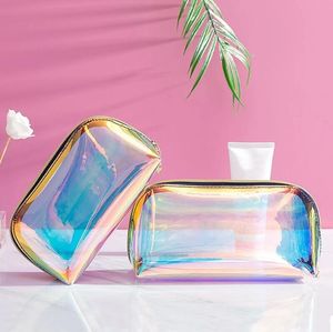 Waterdichte holografische make -uptassen Organisator Grote capaciteit Cosmetische tas Zak Clear Portable Pencil Case Travel Handtas