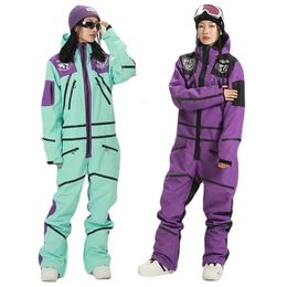 Mono de esquí con capucha impermeable para mujer, traje de Snowboard deportivo para mujer, traje de nieve para mujer, ropa general de montaña 231220