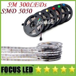 Bande lumineuse LED Flexible, étanche IP65, 300 LED, 5M, 5050 SMD, couleur unique, blanc froid, blanc chaud, 60 diodes M, tape298o