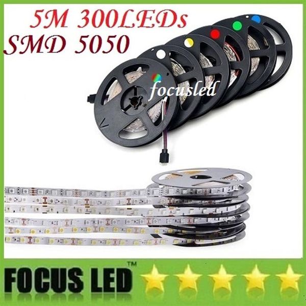 Bande lumineuse LED Flexible, étanche IP65, 300 LED, 5M, 5050 SMD, couleur unique, blanc froid, blanc chaud, 60 diodes M, bande 240A