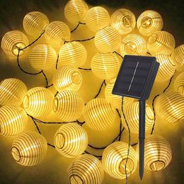 Waterdichte lantaarn Solar String Fairy Lights 65m 30 LED Outdoor Garland Patio Licht Power Lamp Kerstmis voor Garden Decor 240514