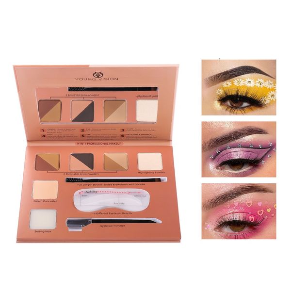 Kit de mise en forme naturelle imperméable et durable, pochoirs de maquillage en poudre avec joint de peinture pour sourcils