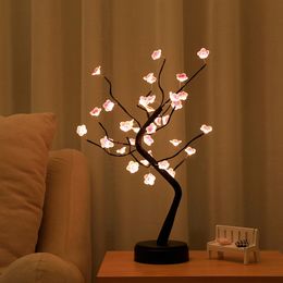 Waterdichte LED Kersenboom Bonsai Lamp Mooie Decoratieve Kersenbloesem Boom Licht voor Thuis Slaapkamer Dorm Tafelblad Decoratie 240119