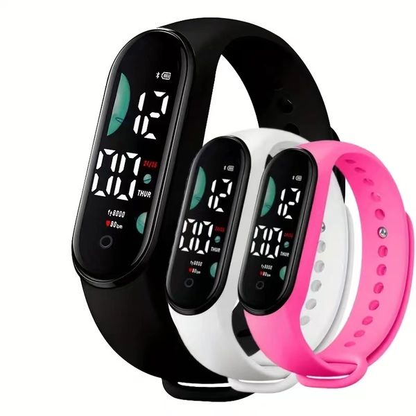 Reloj deportivo digital con pantalla LED a prueba de agua para mujeres, hombres y adolescentes: perfecto para actividades al aire libre Pulseras inteligentes banda inteligente