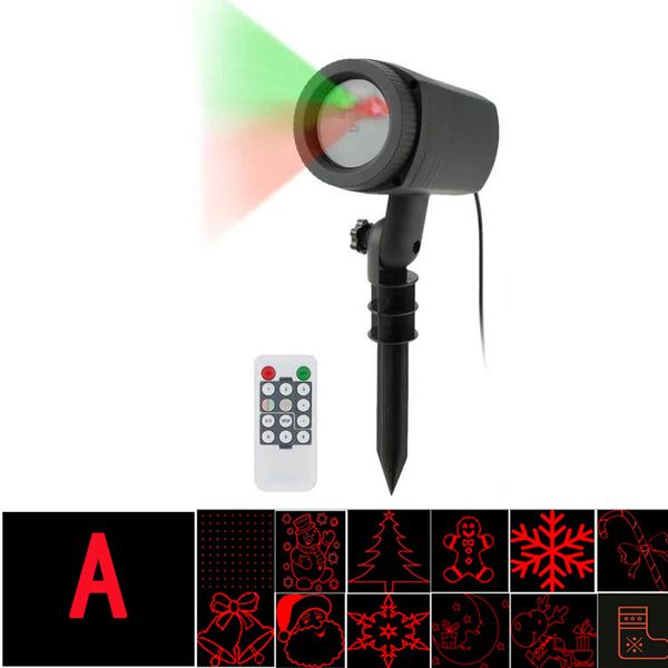 12 modèles un projecteur de Noël lumière projecteur de lumière laser étanche lumière de jardin extérieure RG LED lampe de pelouse paysage pour éclairage de décoration de maison de vacances