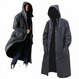 impermeable Lg Negro impermeable hombres capa de lluvia con capucha chaqueta de trinchera al aire libre senderismo tour ropa impermeable adultos J6Lz #