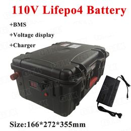 Batería impermeable 36S BMS del litio Lifepo4 110V 15Ah 20Ah para el cargador de reserva de la carretilla elevadora +3A del poder