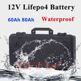 Waterdichte lifepo4 12 v 60ah 80ah lithium accu met BMS voor elektrische driewieler power boot inverter batterij + 10A Charger