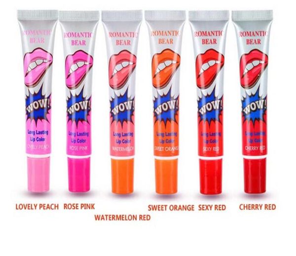 Brillo de labios resistente al agua, 6 colores, brillo de labios de oso romántico, máscara exfoliante mágica, tinte, lápices labiales líquidos de larga duración, Cosmetics3443060