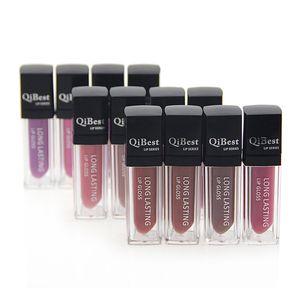 Lápiz labial a prueba de agua Brillo labial de larga duración QiBest Maquillaje Labios 12 colores Brillos labiales Lápiz labial antiadherente