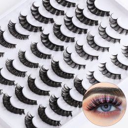 Dikke pluizige wimpers Natuurlijk zachte lichtgewicht handgemaakte herbruikbare krullende 3d nerts nepwimpers volledige strip lash extensions Beauty Supply