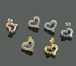 Waterdichte luxe diamant hartstudie merk logo t grave sieraden dame studs klassieke ontwerp oorbellen elagante vrouwen houden van oorbellen 1,4 cm lengte 1,2 cm breedte