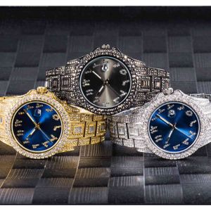 Waterdichte Mannen Quartz Horloges Stijlvolle Klassieke Ice Out Diamond Horloges Heren Bezel Sunburst Wijzerplaat Horloge Montre Homme2591