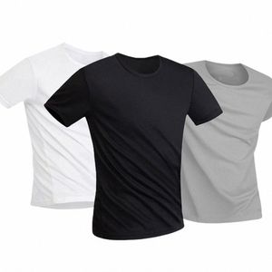 T-shirts imperméables pour hommes Chemises en spandex Chemises de couche de base en polyester anti-taches pour le sport T-shirts à manches courtes V87G #