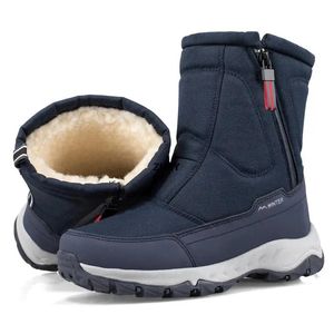 Imperméable à l'eau hommes femmes bottes de neige haut cheville bottes d'hiver plate-forme chaude en peluche homme Cutton chaussures en plein air bottes de neige antidérapantes mâle 240106